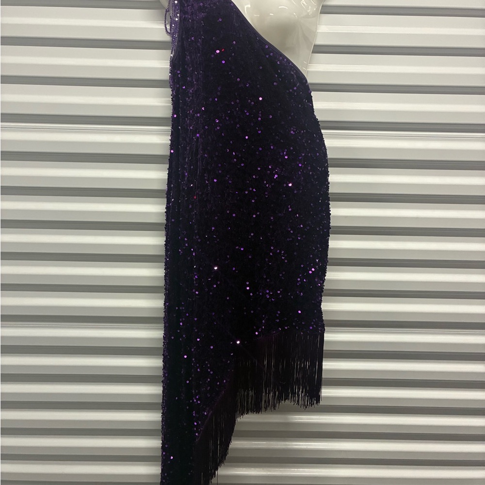 Purple One-Shoulder Sequin Dress